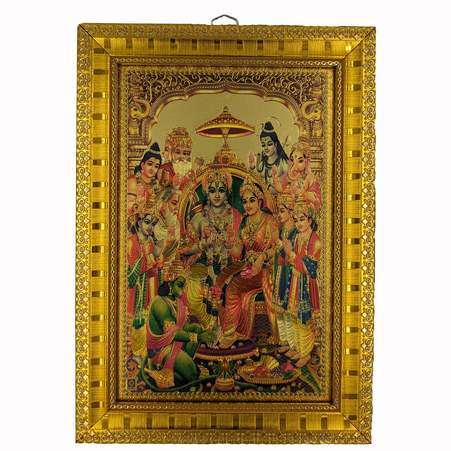 சிவன், விஷ்ணு, பிரம்மா, அனுமன், விநாயகர் (Shiva, Vishnu, Bramma, Hanuman, Vinayagar Golden Foil Printed Photo Frame)